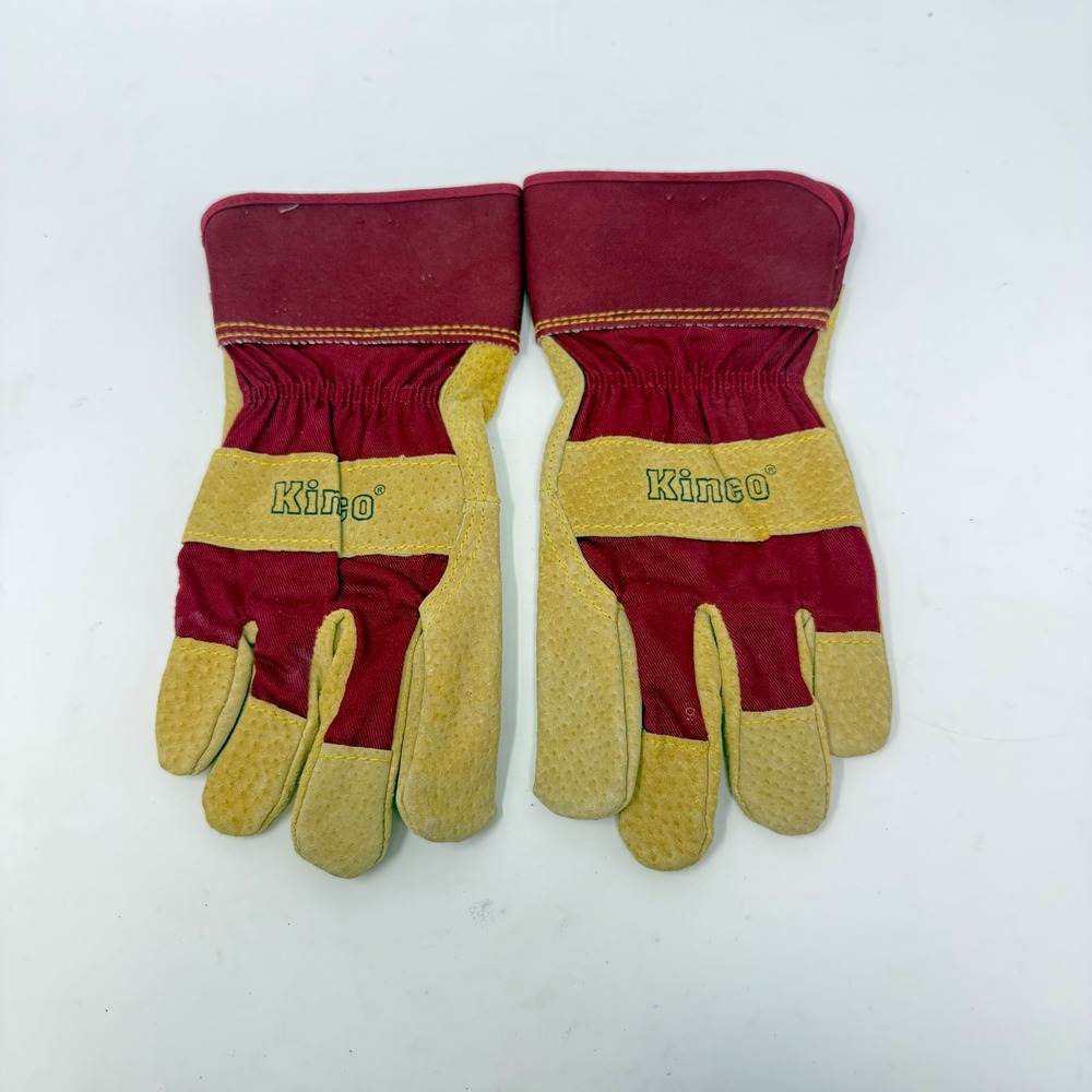 Kinco 1412W Ladies Work Gloves Tan Leather Maroon Fabric Size Medium